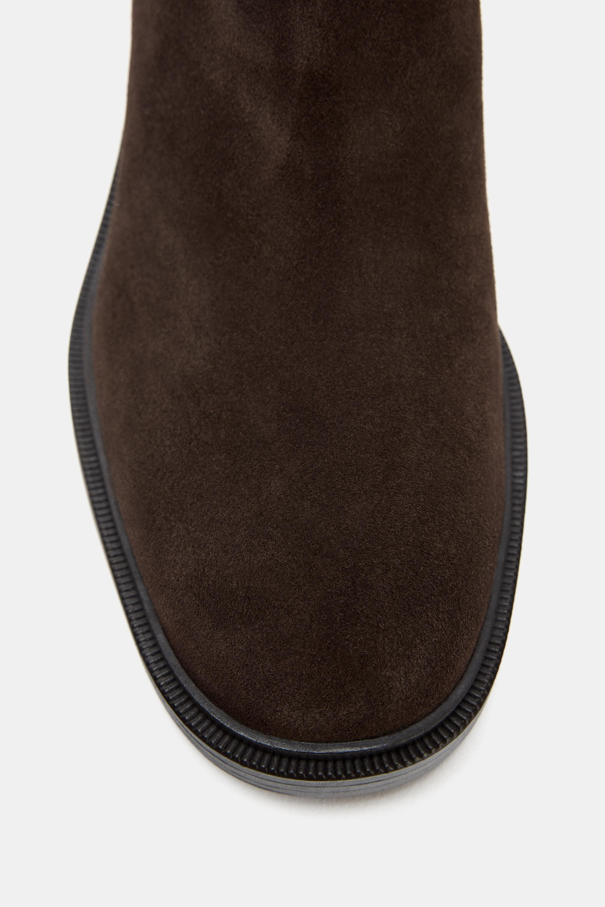 FLAT SPLIT SUEDE RIDING BOOTS | Zara UK