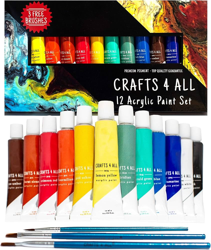 Crafts 4 All Acrylic Paint Set - Art Paints for Canvas, Model Painting, Wood, Ceramics and Fabric... | Amazon (US)