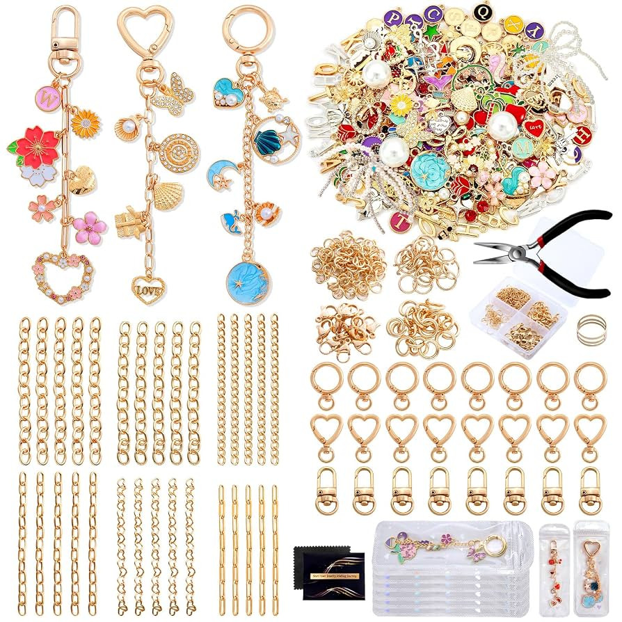 Wurosi 544Pcs Lip Gloss Keychain Making Kit with Charms, Including 24 Keychains Clips 30 Extender... | Amazon (US)