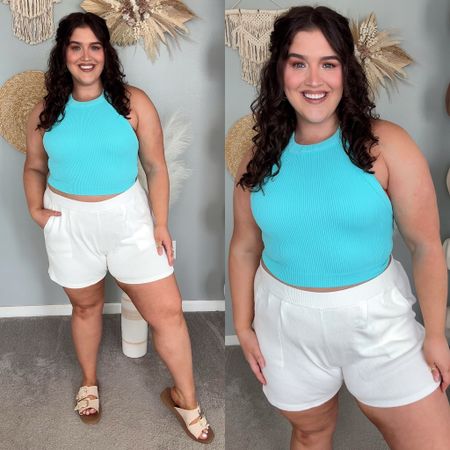 Summer casual OOTD // Coastal beach vacation outfit 🌊🐚🏝️ 
Wearing a size XL in top
White shorts part of set size XXL

#LTKSeasonal #LTKStyleTip #LTKPlusSize