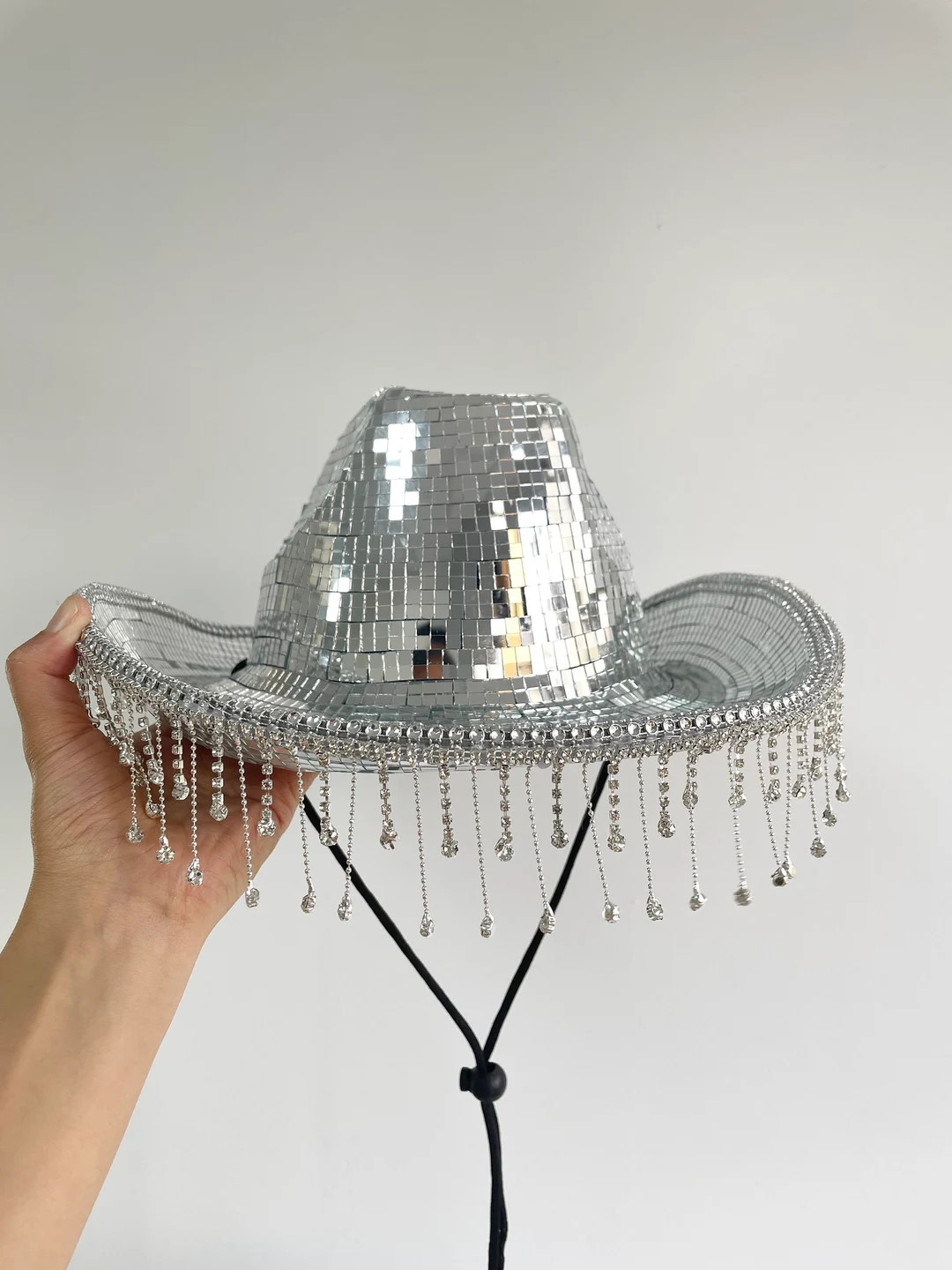 Beyonce Disco Ball Cowboy Hat w/ String, Handmade Mirror Ball Disco Tiles Hat, Renaissance World ... | Etsy (UK)