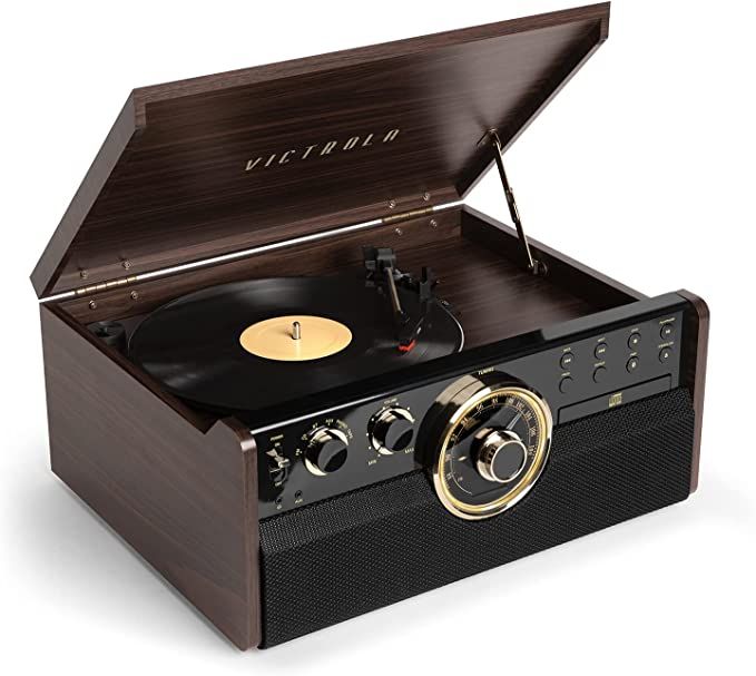 Victrola Empire Mid-Century 6-in-1 Turntable with 3 Speed Record Player, Bluetooth Connectivity, ... | Amazon (US)