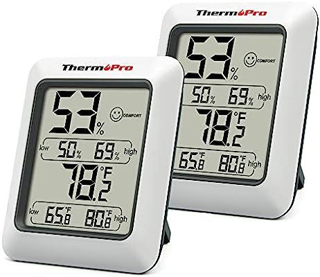 ThermoPro TP50 2 Pieces Digital Hygrometer Indoor Thermometer Room Thermometer and Humidity Gauge... | Amazon (US)