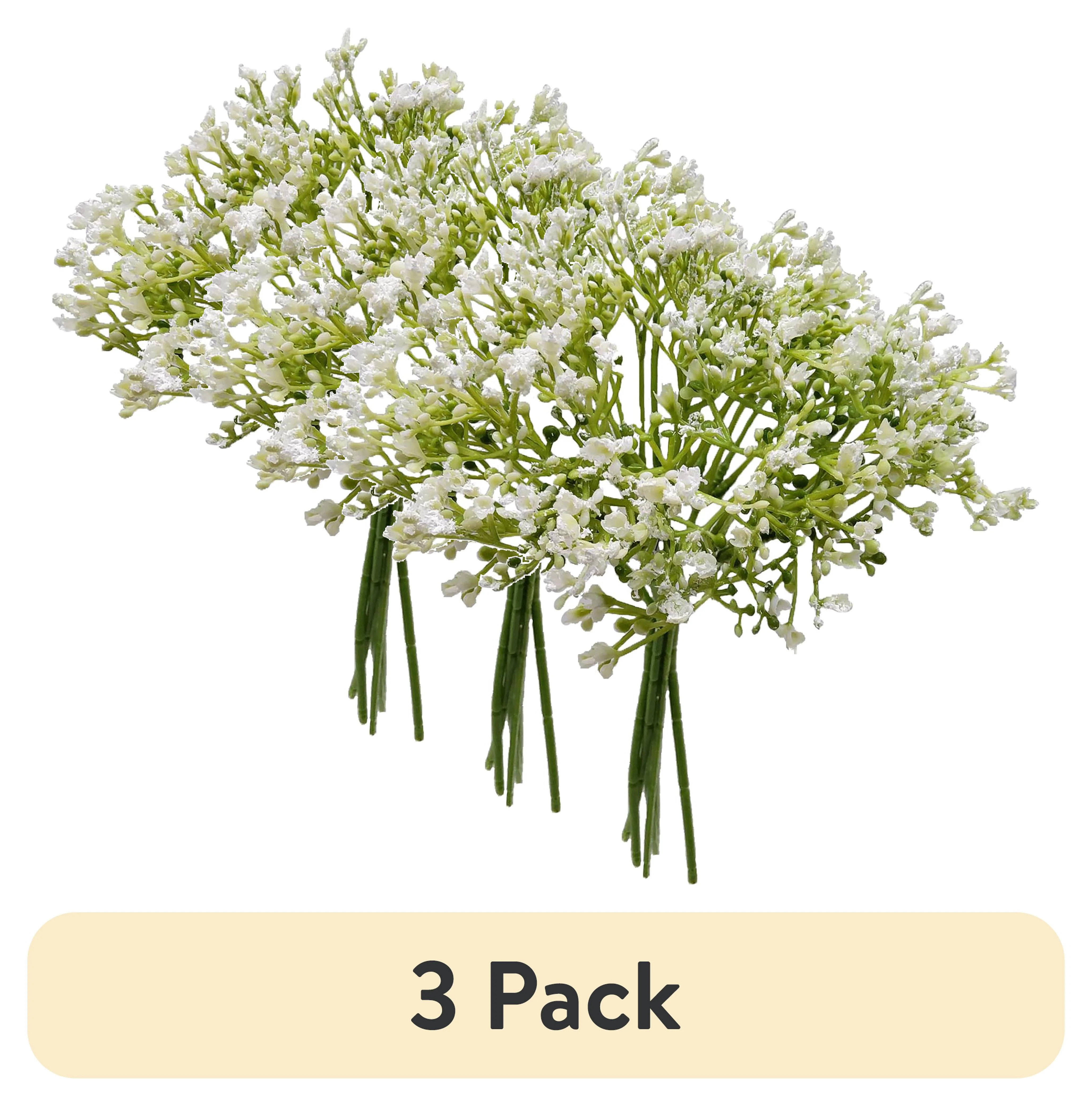 (3 pack) Mainstays 12 inch Artificial Baby's Breath Flower Pick, White Color. Indoor Use. | Walmart (US)