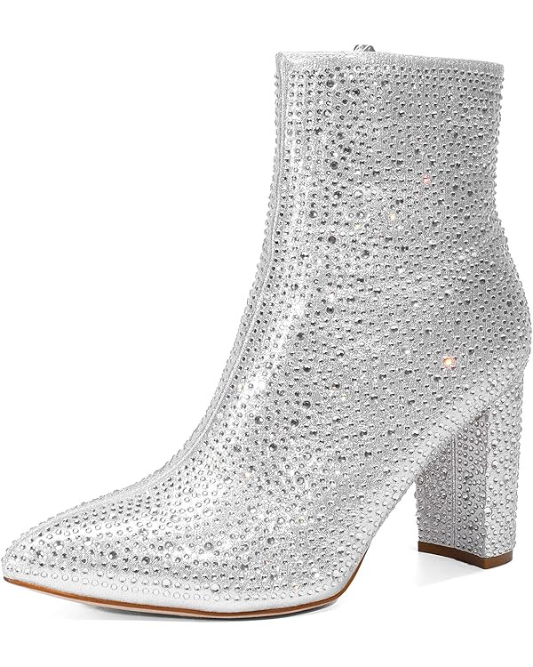 DREAM PAIRS Women's Chunky Heel Ankle Booties Pointed Toe Short Boots | Amazon (US)