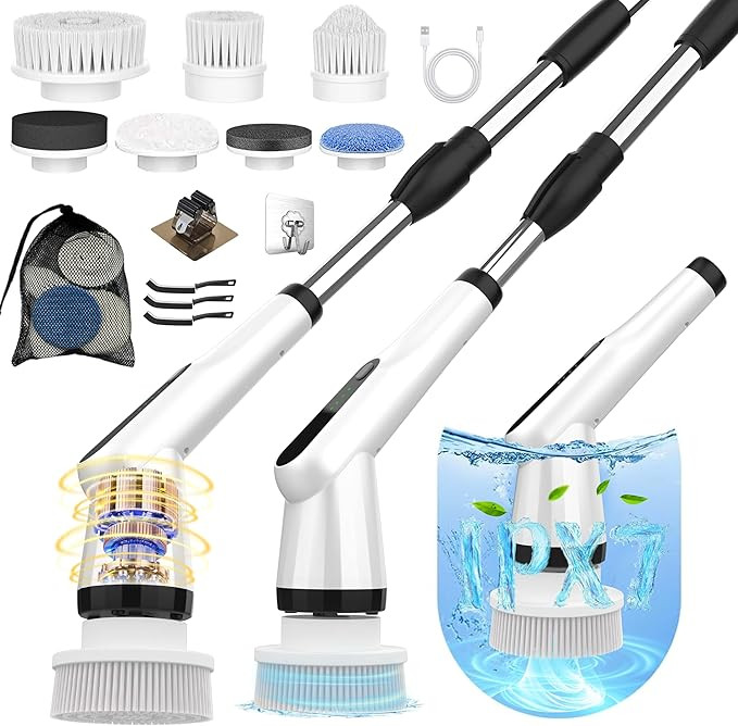 Electric Spin Scrubber, Dreazu IPX7 Shower Scrubber with 7 Replaceable Brush Heads & Retractable ... | Amazon (US)