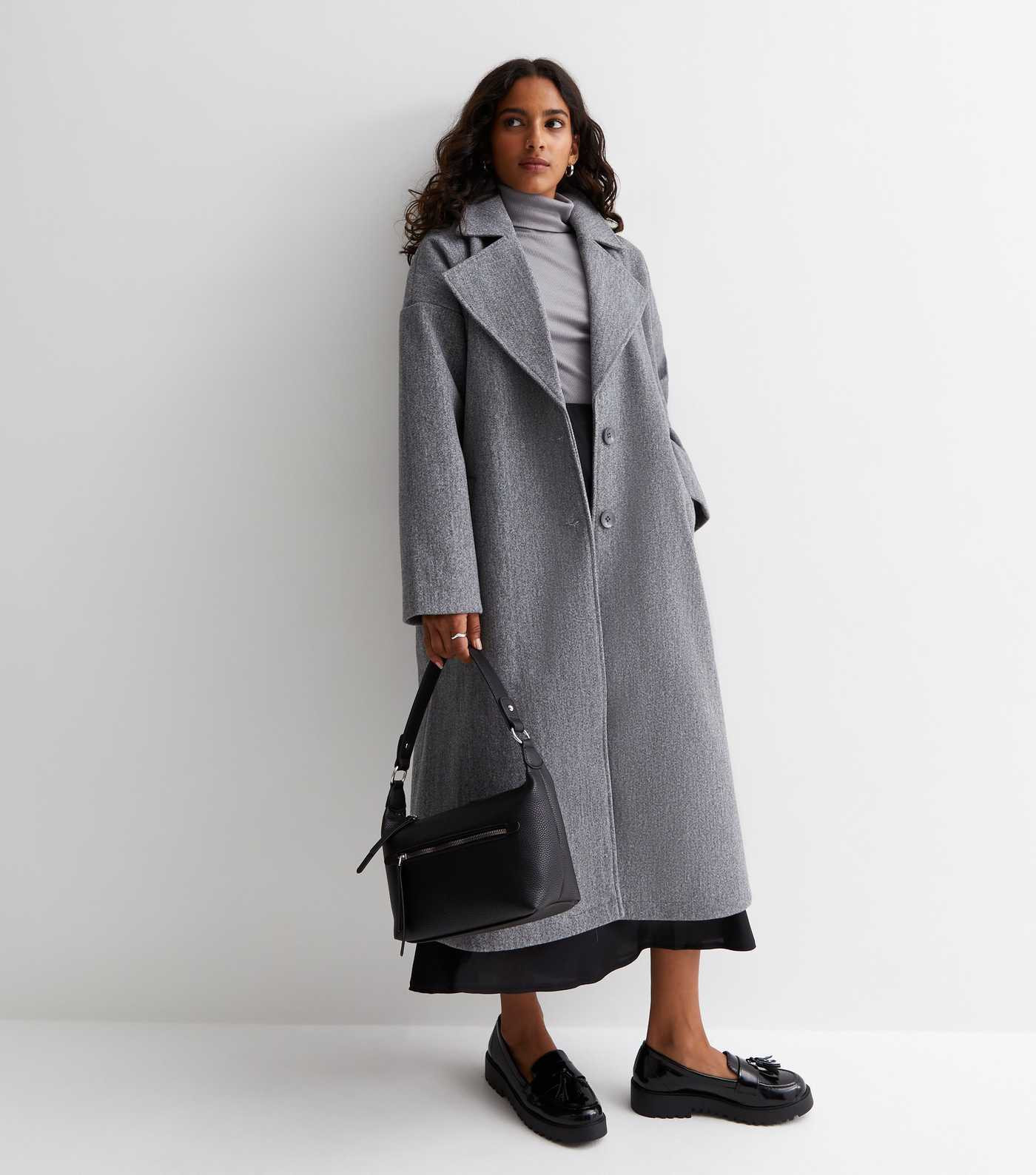 Petite Dark Grey Oversized Long Formal Coat | New Look | New Look (UK)