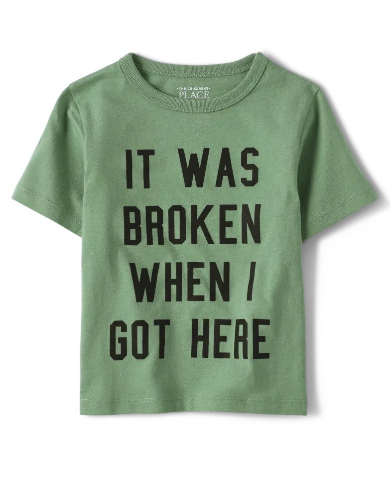 Baby And Toddler Boys Broken Graphic Tee - holly leaf | The Children's Place