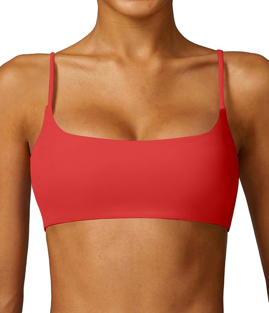 Comper Women's Sports Bra with Thin Straps Stretchy Wirefree Workout Bras Lightweight Workouts Br... | Amazon (US)