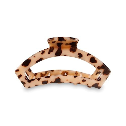 TELETIES - Open Claw Clip with Strong Grip, Bendable Teeth, and Cutout Design - Ideal for Long, Thin, Curly or Wavy Hair Textures - Blonde Tortoise | Amazon (US)