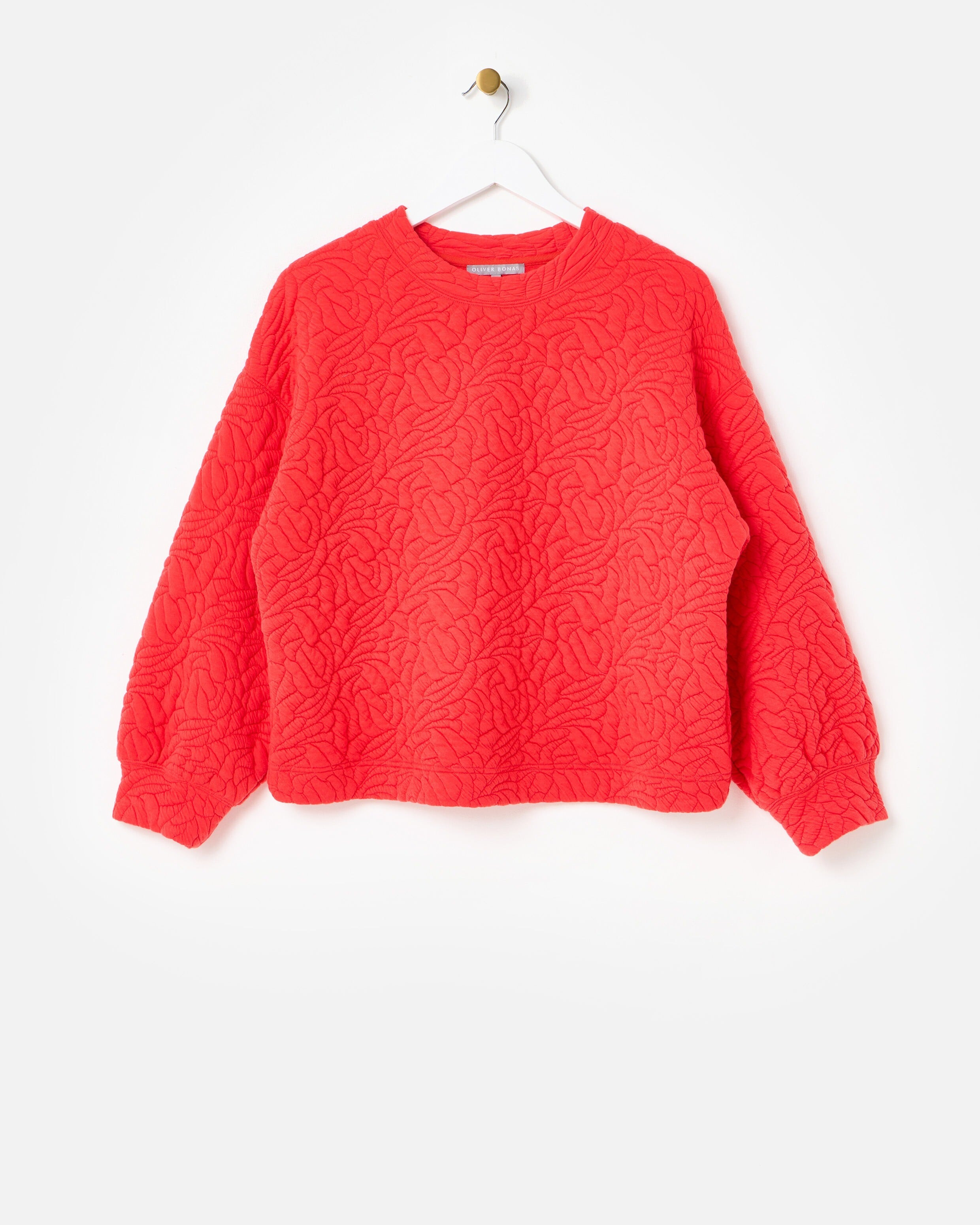 Red Floral Quilted Sweatshirt | Oliver Bonas | Oliver Bonas (Global)