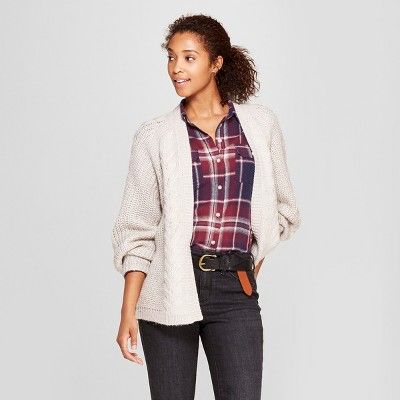 Women's Cable Open Cardigan - Universal Thread™ Oatmeal S | Target