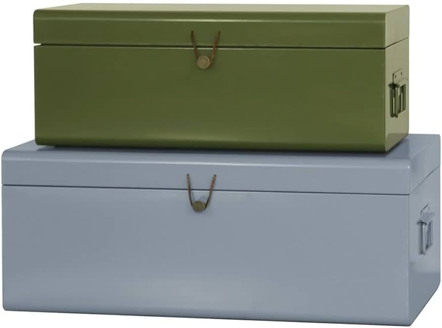 American Atelier Daven Decorative Metal Box Trunks | Set of 2 | Vintage Style Storage with Loop C... | Amazon (US)