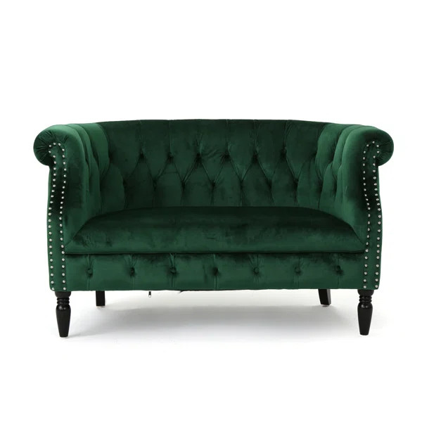 Charlotte Velvet 51.5" Rolled Arm Loveseat | Wayfair North America