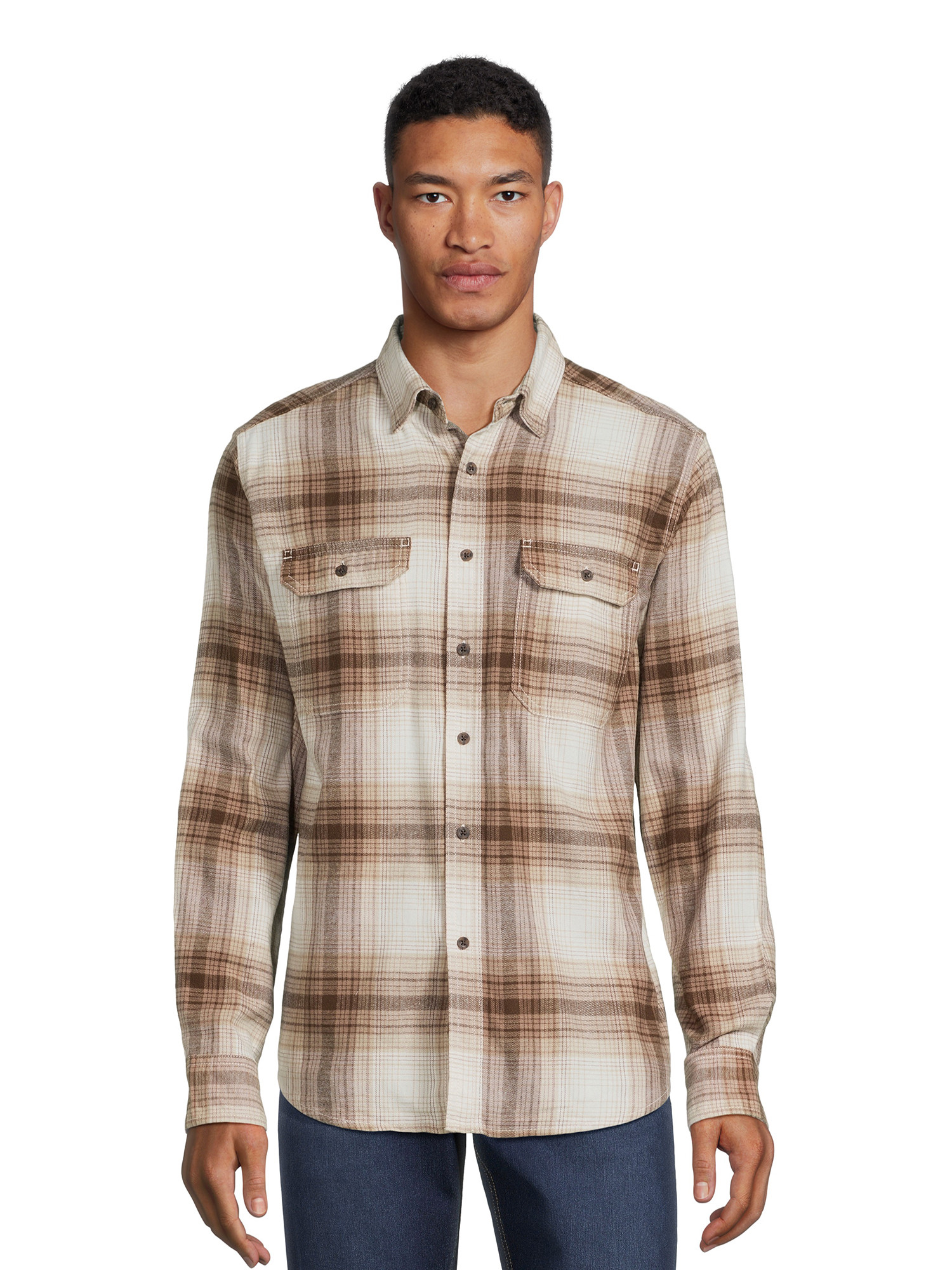 George Men's and Big Men's Flannel Shirt with Long Sleeves, Sizes XS-3XLT | Walmart (US)