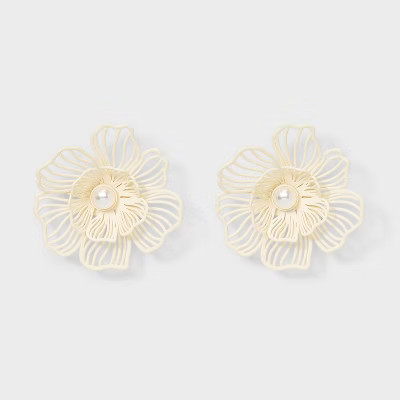 Floral Bloom Button Earrings - A New Day™ | Target