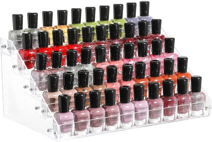 Cq acrylic Clear Nail Polish Organizers And Storage,5 Layer Nail Polish Rack Tabletop Display Sta... | Amazon (US)