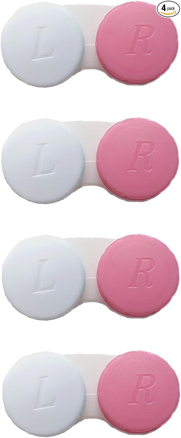 4 Pack Contact lens case Bulk Contact Lens Soak Storage Box Holder Container(Pink) | Amazon (US)