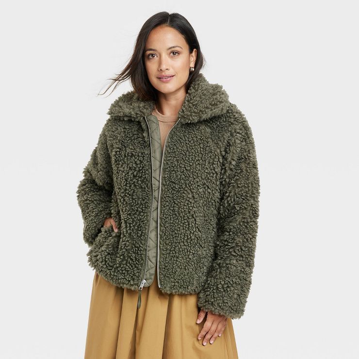 Women's Faux Fur Bomber Jacket - A New Day™ | Target