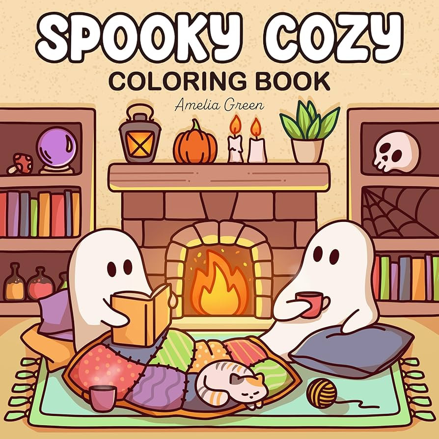 Spooky Cozy: Cute & Simple Coloring Book for Adults and Teens Featuring Adorable Characters, Cree... | Amazon (US)