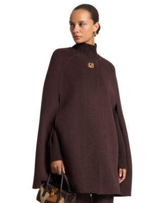 Michael Kors Women's Turn Lock Wool-Blend Cape - Chocolate | Macy's