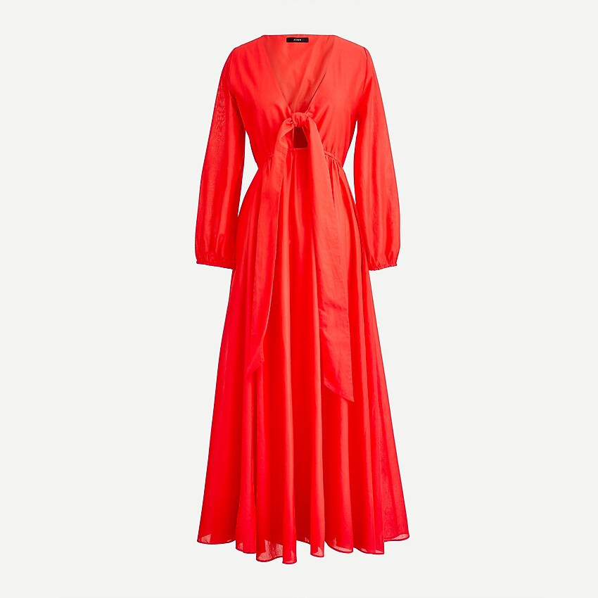 Tie-front cotton-voile maxi dress | J. Crew US