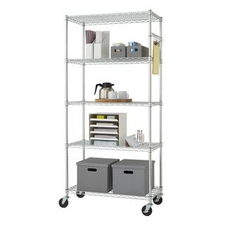 TRINITY EcoStorage Chrome 5-Tier Rolling Steel Wire Shelving Unit (36 in. W x 77 in. H x 18 in. D... | The Home Depot