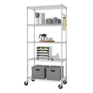 TRINITY EcoStorage Chrome 5-Tier Rolling Steel Wire Shelving Unit (36 in. W x 77 in. H x 18 in. D... | The Home Depot