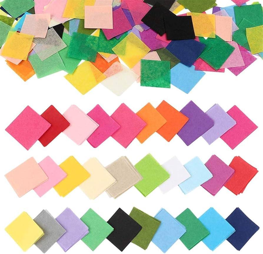 Outuxed 4800pcs 1Inch Tissue Paper Squares, 30 Assorted Colors Precut Craft Paper, Tissue Paper S... | Amazon (US)