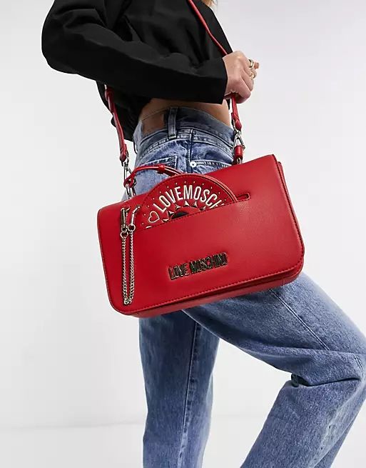 Love Moschino chain detail shoulder bag in red | ASOS (Global)