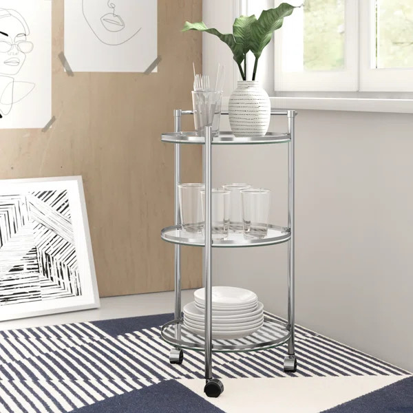 Nevan 16.75'' Wide Circular/Round Bar Cart | Wayfair North America