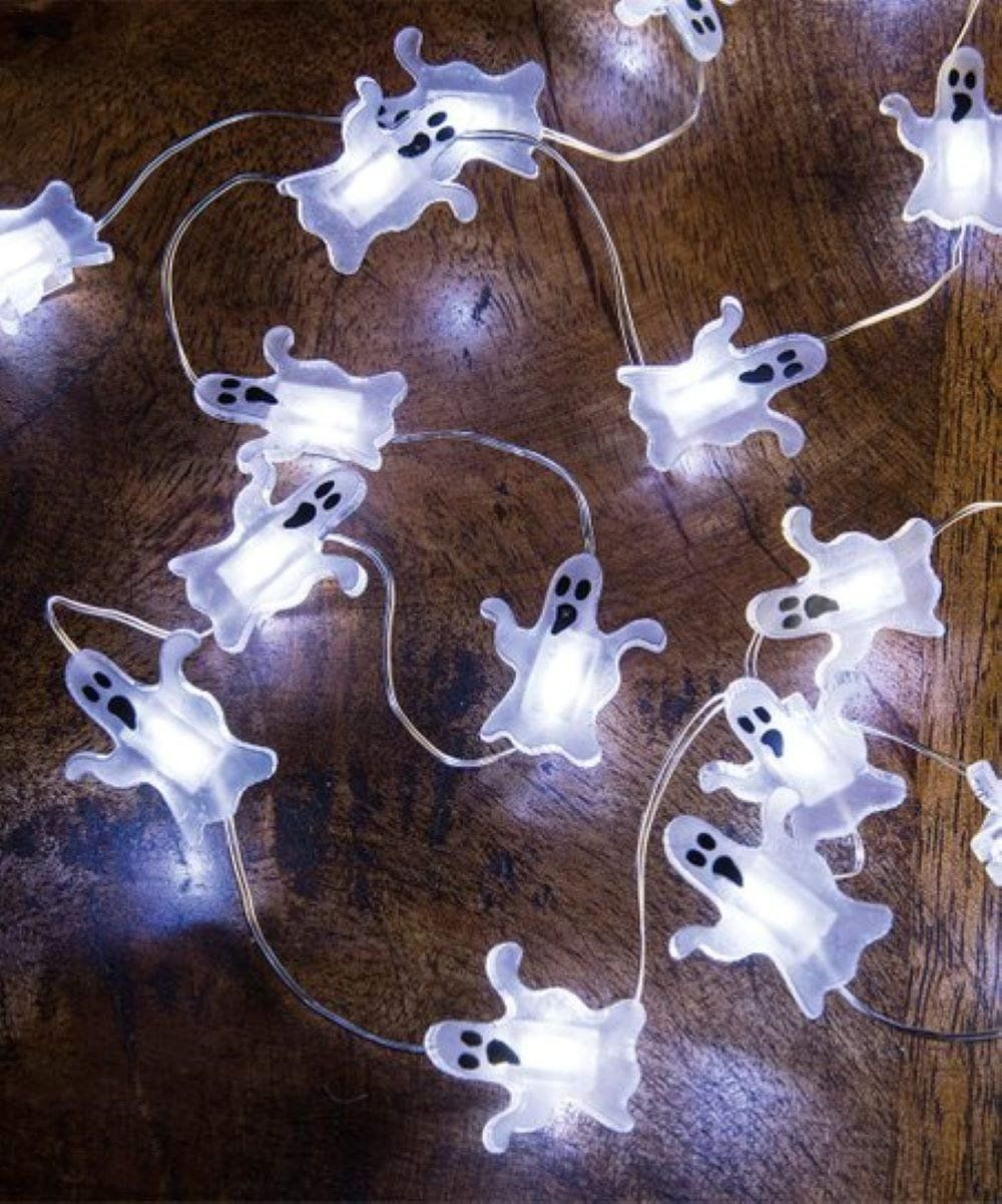 20 LED Ghost Themed Spooky Halloween Mini String Lights W/Timer Battery Operated, Waterproof-Cons... | Walmart (US)