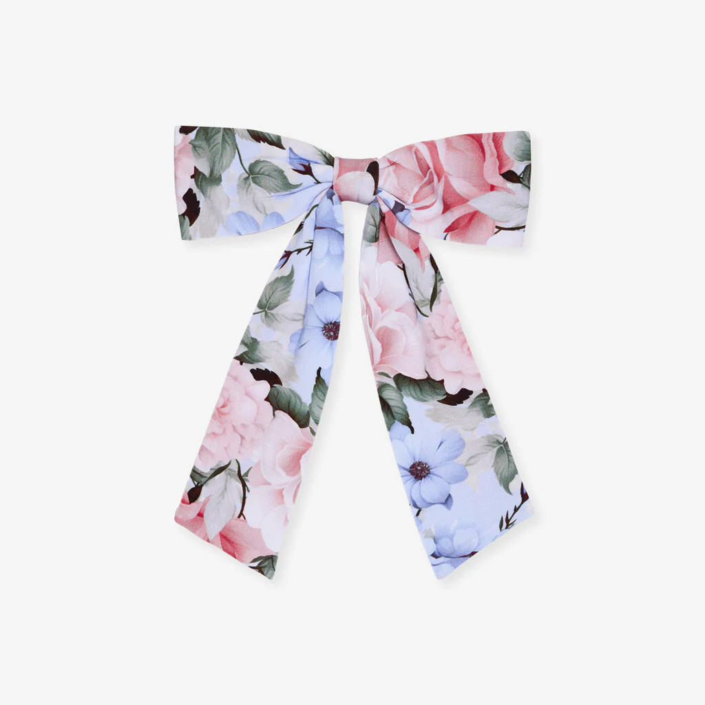 Floral Blue Baby Girl Bows | Marion | Posh Peanut