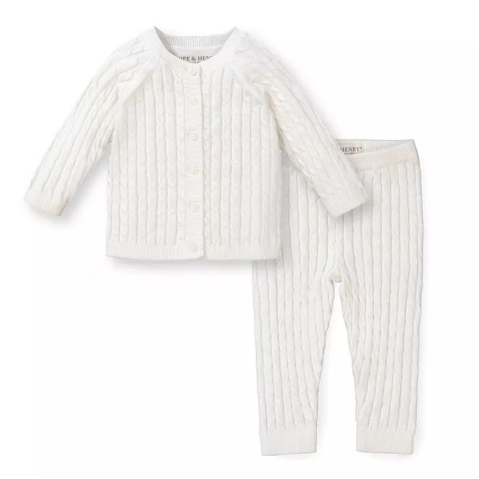 Hope & Henry Layette Long Sleeve Cardigan Sweater and Legging 2-Piece Set, Infant | Target
