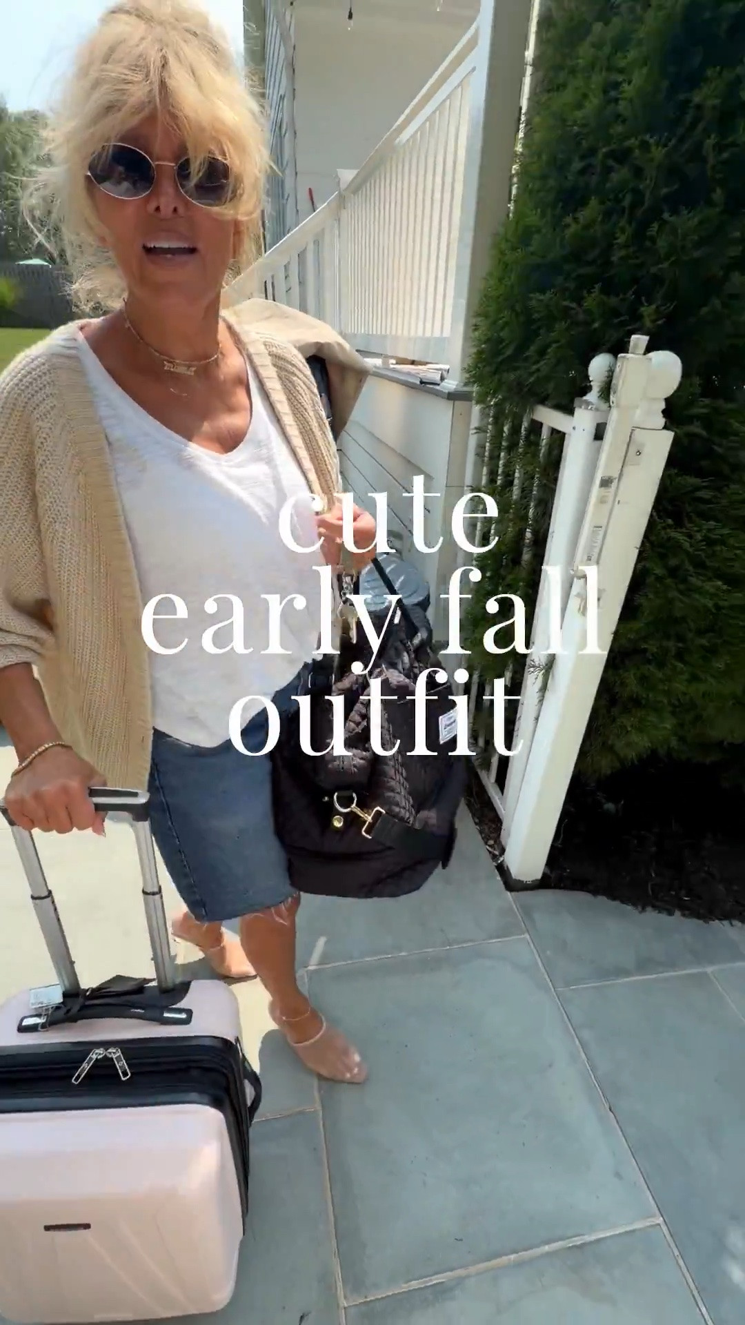 cute, casual travel outfit for early Fall!  🧳  ✈️ 

featuring baggy Jorts from @Target !
🔥

@Target mid-rise, baggy, long jean shorts are so ON trend for Fall 2026! 

Pair long shorts with a basic tee and oversized cardigan for a relaxed, “i didn’t try but I still look cool” vibe 😉


💁🏼‍♀️  Jorts fit true to size! 
(pictured: my cute auntie is modeling them in size 8)

.
.
Fall outfits women over 50
fall wardrobe staples
fall fashion hauls
autumn outfits over 40
country concert outfits
concert outfit inspo
casual summer outfits
back to school outfits
denim shorts 
baggy jorts
low rise jean shorts
bermuda shorts
trendy target style
designer look for less fashion
travel outfits
fall shoes
target style fashion
cute luggage for her
carry on suitcase 
overnight duffle bag 

Free People Inspired Dress
colorful striped clutch purse
chunky beaded choker necklace
fall outfits women over 50
fall dresses
fall fashion inspo
autumn outfits
casual fall dress
date night outfits

brown suede mules
chunky clogs
fall shoes 
brown dresses
amazon fashion finds

#LTKootd #LTKTravel #LTKOver40