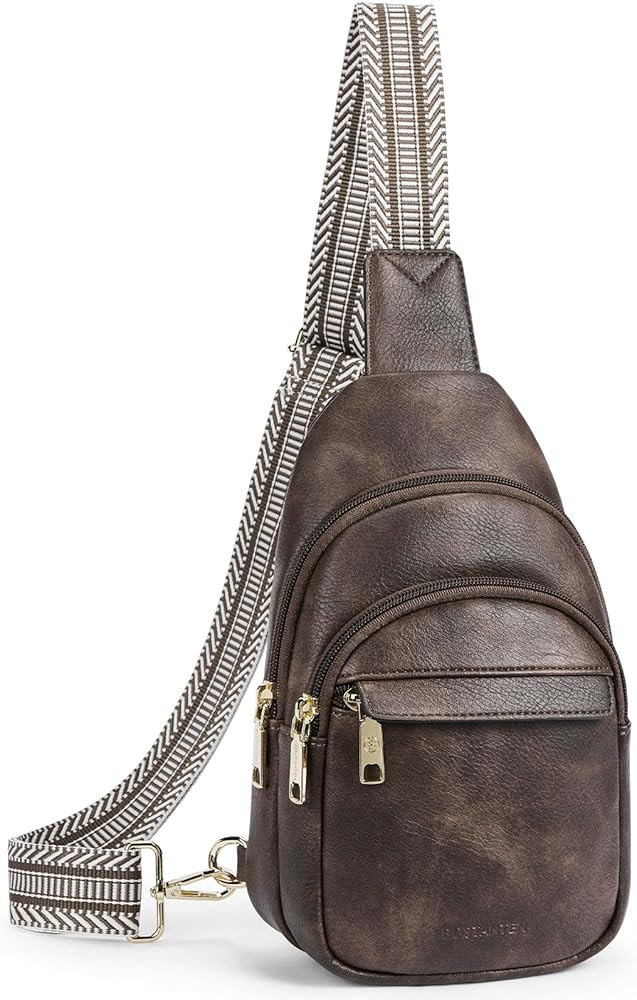 BOSTANTEN Small Sling Bag for Women Leather Crossbody Bags Fanny Pack Chest Bag for Travel | Amazon (US)