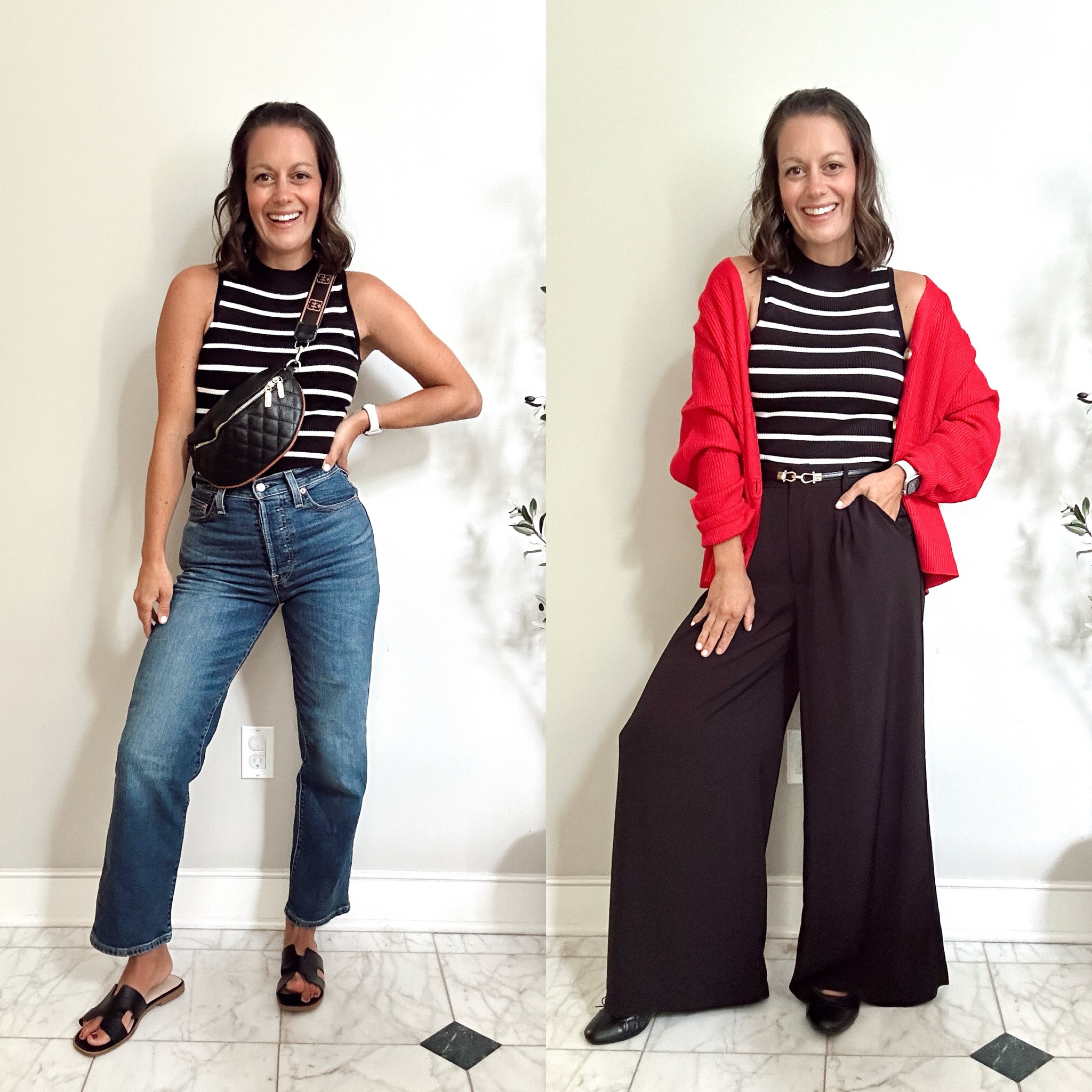 Amazon striped tank outfit ideas! 
Tank, jeans and cardigan run true to size.

Teacher outfit idea, work outfit, fall outfit




#LTKFindsUnder50 #LTKWorkwear #LTKOver40