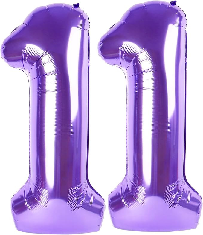 Purple Number 11 Balloon 40 inch, 11 Number Balloons, 11th Purple Birthday Decorations, 11 Year O... | Amazon (US)