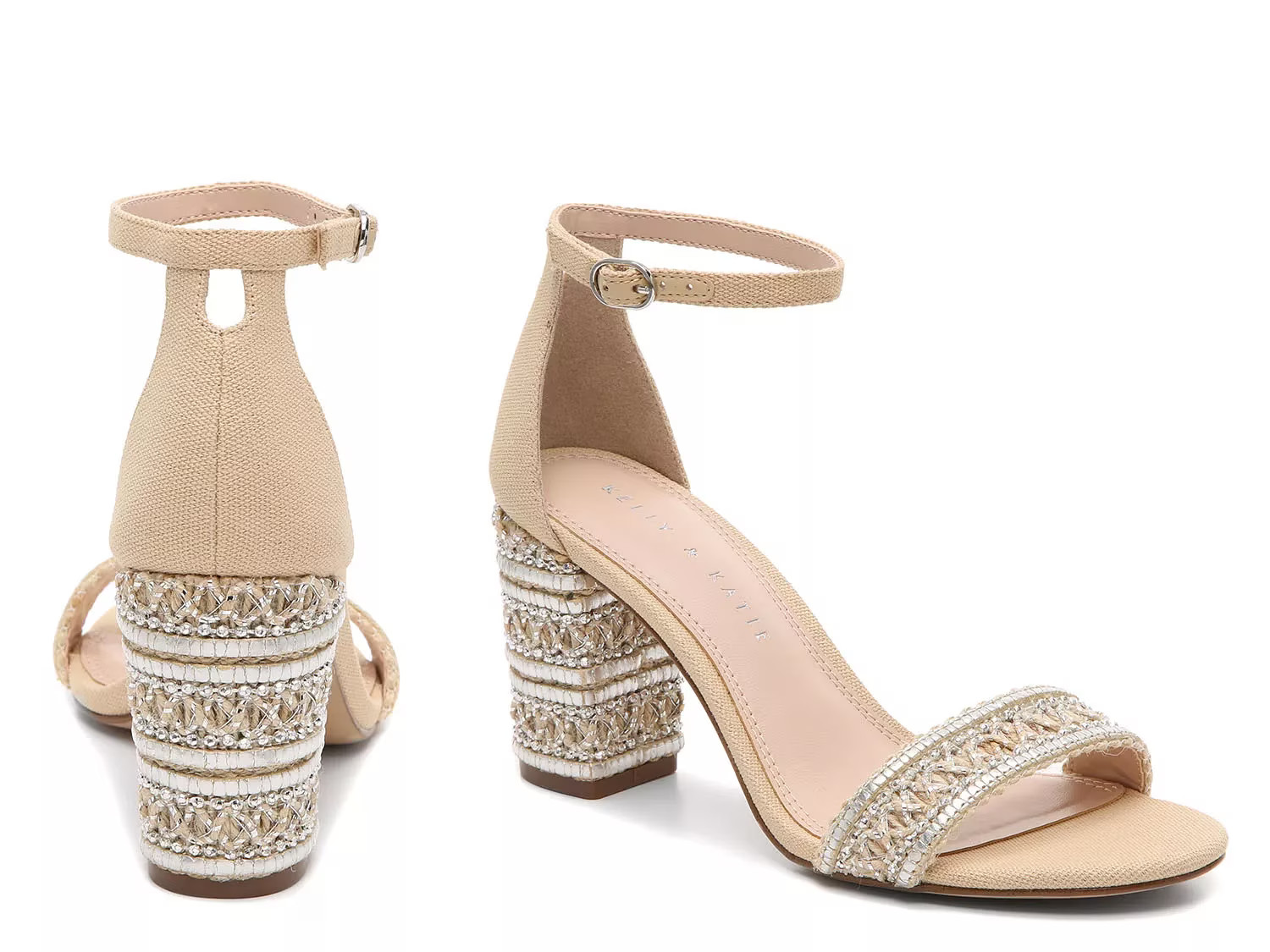 Kelly & Katie Hailee Sandal | Women's | Beige/Silver Metallic Beaded Heel | Size 10 | Sandals | Ankl | DSW