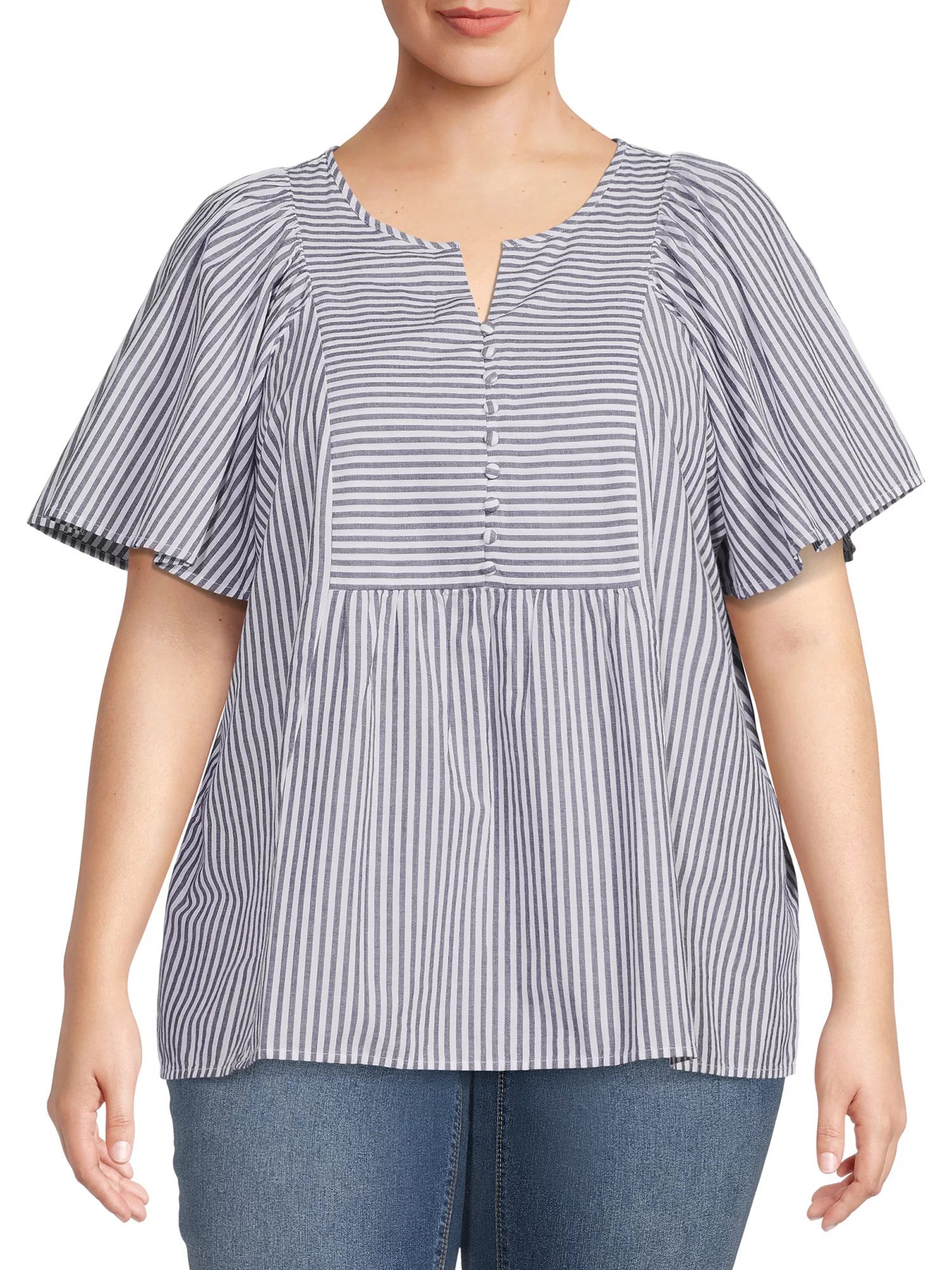 Terra & Sky Women's Plus Size Peplum Woven Top | Walmart (US)