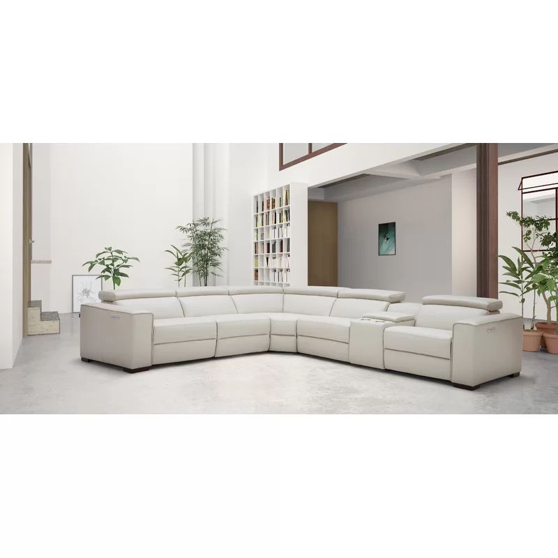 Graddy 138" Wide Genuine Leather Reversible Reclining Corner Sectional | Wayfair North America