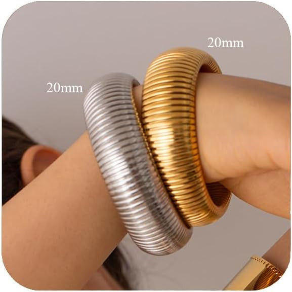 MISS RIGHT Gold Chunky Stretch Snake Chain Bangle Bracelets Stack for Women Trendy, 18K Gold Fill... | Amazon (US)