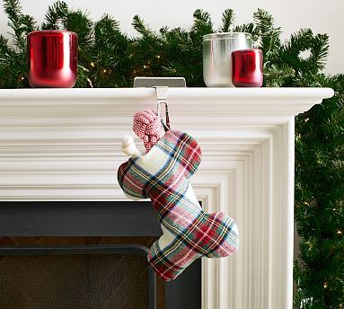 Stewart Plaid Bone Pet Stocking | Pottery Barn (US)