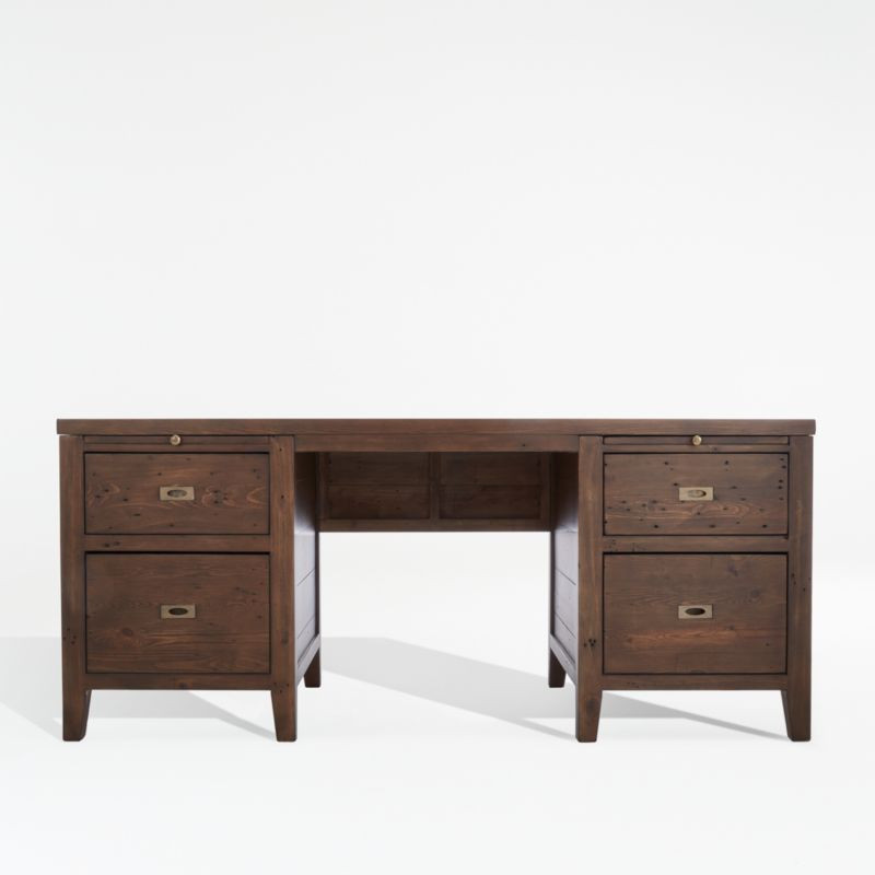 Morris Chocolate Brown Executive Desk + Reviews | Crate & Barrel | Crate & Barrel
