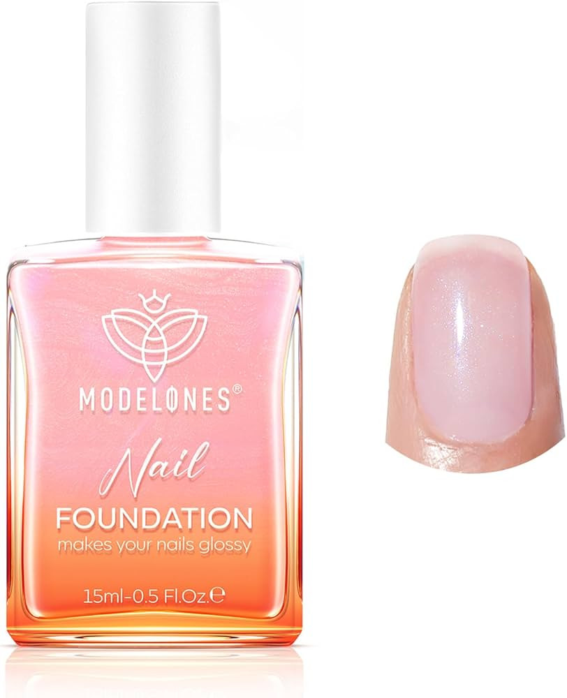 modelones Nail Strengthener, Sparkle Pink Nail Natural Concealer Foundation Polish Air Dry Nail G... | Amazon (US)