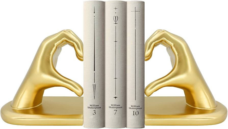 MOYI Decorative Book Ends,Taylor Heart Hands Decor Bookends, Unique Office Desk Indoor Home Decor... | Amazon (US)