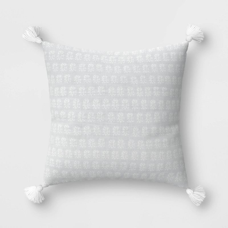 Block Floral Outdoor Throw Pillow Ivory - Threshold™ | Target