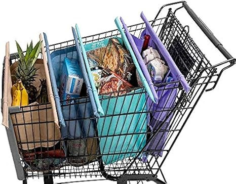 Lotus Trolley Bag - Reusable Shopping Bags (Set of 4), Grocery Bags with Insulated Cooler & Egg/W... | Amazon (US)