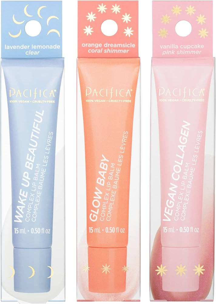 Pacifica Beauty Complex Lip Balm Trio Set, Makeup, Glow Baby, Wake Up Beautiful, Vegan Collagen, ... | Amazon (US)