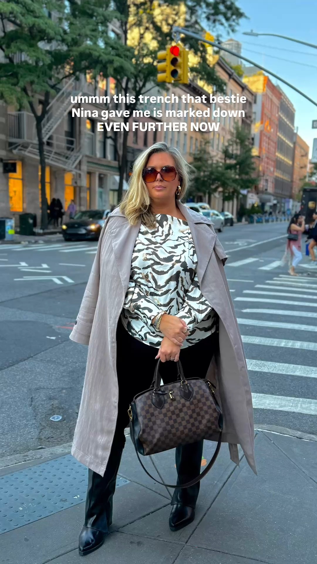 This trenchcoat is marked down over $100 off! It runs very large - I’m wearing the medium !!!!!! WHAT?! I know. Wild. Top and pants are 18/20!!! Also on major sale with code EQMAJOR  
Wide calf boots are so cute!

#LTKSaleAlert #LTKPlusSize #LTKWorkwear